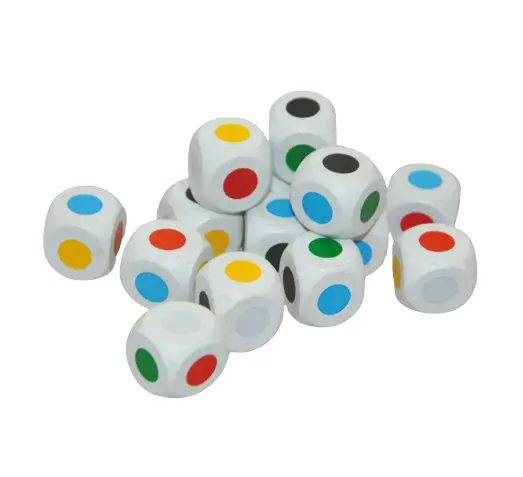 Fargeterninger 15 stk, 15 mm 