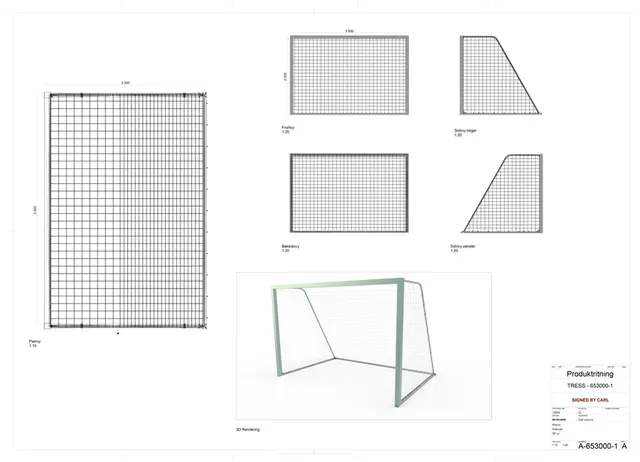 Classic Firkant fotballmål B300 x D200/80 x H200 cm 