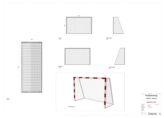 ClassicPro minihåndballmål B240 x D100/50 x H160 cm 