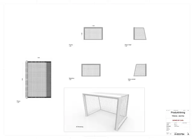 Classic Elipse barnefotballmål 3'er B150 x D100/80 x H100 cm 