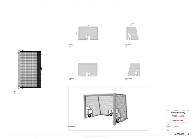 Smartlift fotballmål 3'er B150 x D100 x H100 cm 