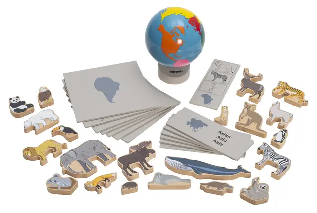 Dyr og kontinent sett 37 deler 