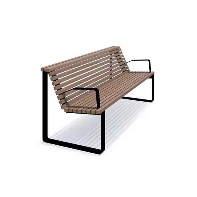 Brenna benk med rygg og armlener L200 x B69 x H79 cm 