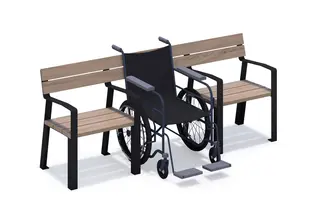 Delia benk med rullestolplass L213 x B58 x H85 cm