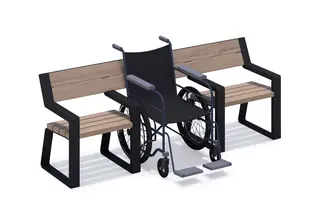 Uno benk med rullestolplass L218 x B60 x H80 cm