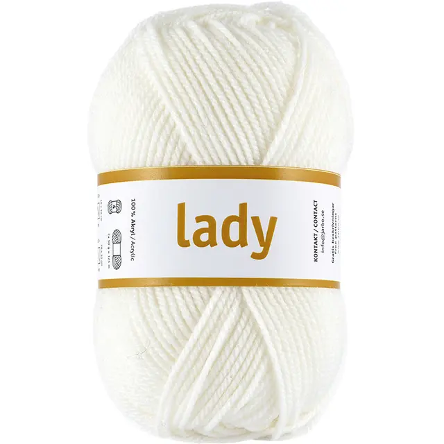 Lady akrylgarn hvit 50 g 