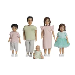 Lundby dukkefamilie mørk 5 deler