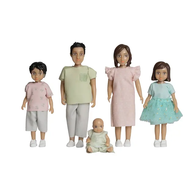 Lundby dukkefamilie mørk 5 deler 