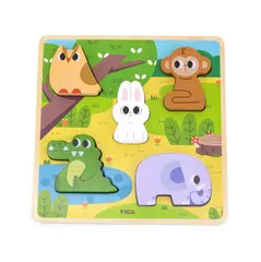 Taktilt blokkpuslespill dyr 5 brikker