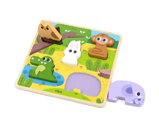 Taktilt blokkpuslespill dyr 5 brikker