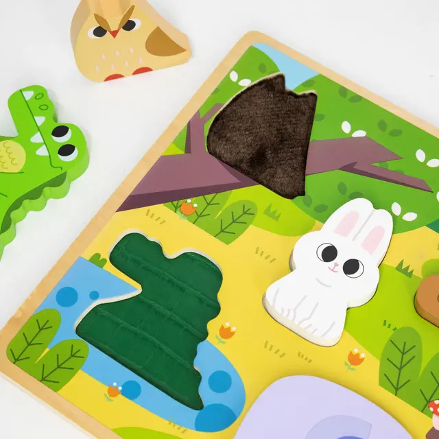 Taktilt blokkpuslespill dyr 5 brikker 