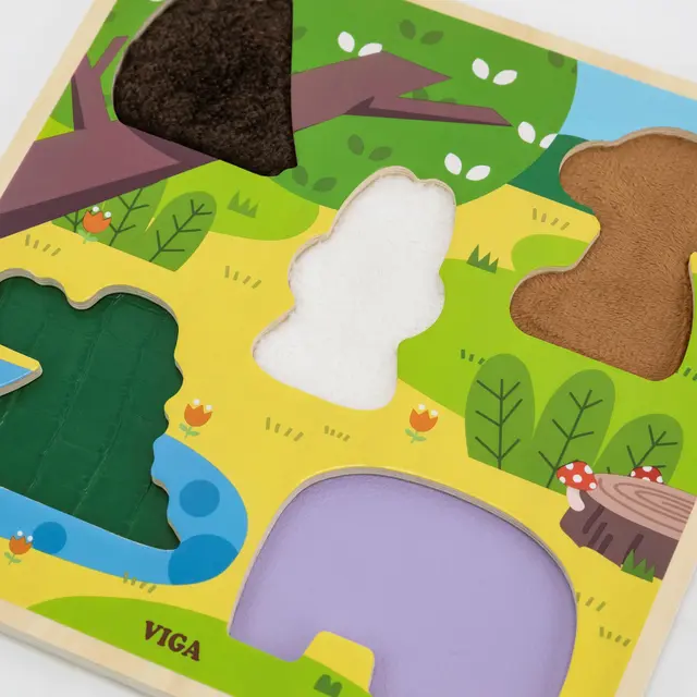 Taktilt blokkpuslespill dyr 5 brikker 