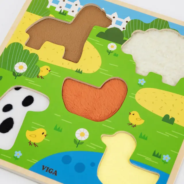 Taktilt blokkpuslespill bondegård 5 brikker 