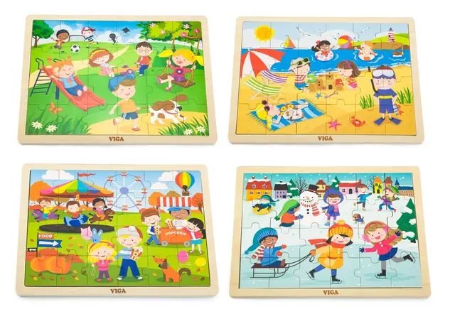 Puslespill lek gjennom året 24 brikker, 4 stk 