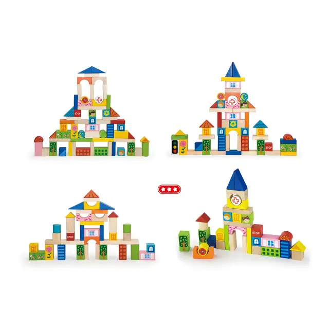 Byggeklosser med bymotiv 75 stk 