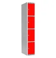 SMG garderobeskap 4-delt 1 søyle rød B30 x D55 x H175 cm
