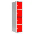 SMG garderobeskap 4-delt 1 søyle rød B40 x D55 x H175 cm