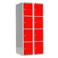 SMG garderobeskap 4-delt 2 søyler rød B80 x D55 x H175 cm