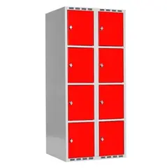 SMG garderobeskap 4-delt 2 søyler rød B80 x D55 x H175 cm