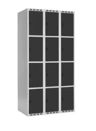 SMG garderobeskap 4-delt 3 søyler antr. B120 x D55 x H175 cm 