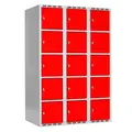 SMG garderobeskap 5-delt 3 søyler rød B120 x D55 x H175 cm