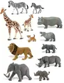 Dyr på savannen mix 4-19 cm, 12 stk
