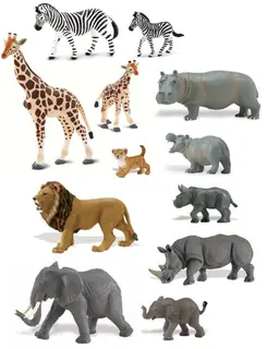 Dyr på savannen mix 4-19 cm, 12 stk