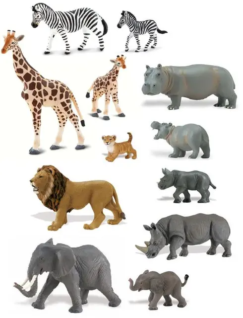Dyr på savannen mix 4-19 cm, 12 stk 