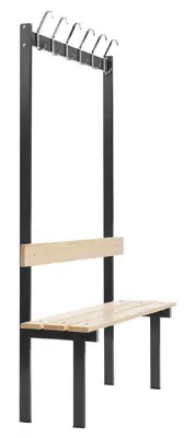 1-sidig garderobestativ med sittebenk L110 cm 