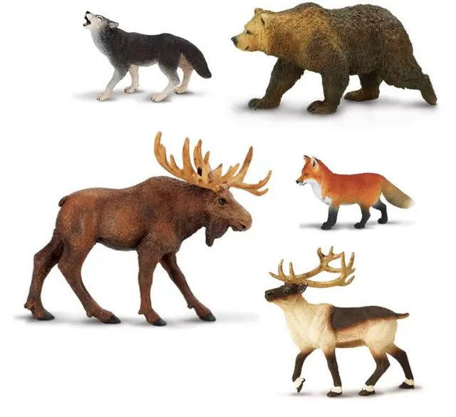 Nordiske dyr liten mix 6-15 cm, 5 dyr 
