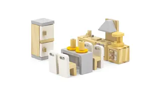 Dukkehusmøbler kjøkken 12 deler