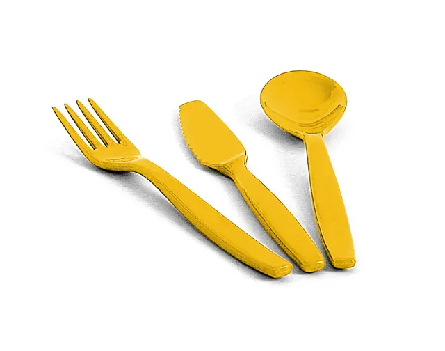 Bestikksett gul L16 cm 