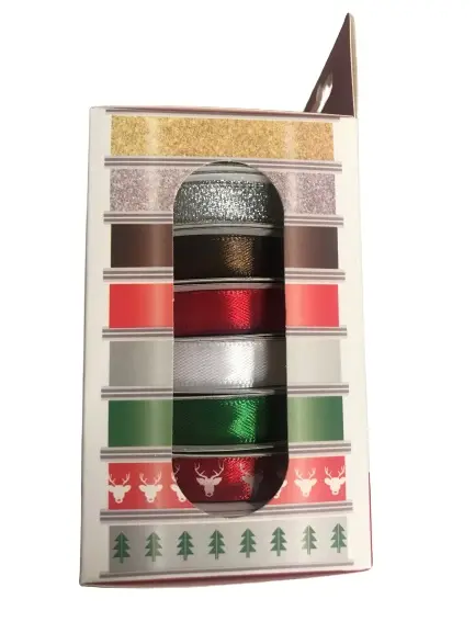 Satinbånd mix jul 8 stk x 10 m 