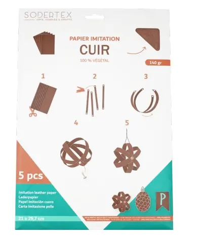 Imitert lær papir 140 g, 5 ark