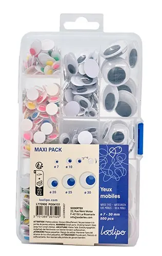 Plastøyne selvklebende Ø7 - 30  mm, 500 stk 