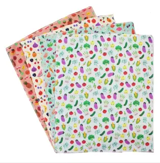 Mønstret stoff grønnsaker L46 x B55 cm, 4 stk