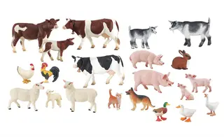 Bondegårdsdyr stor mix 5-15 cm, 19 stk