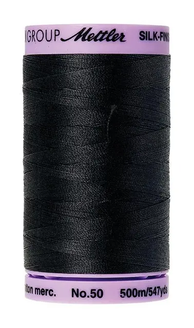 Silk-finish sytråd bomull sort 500 m 