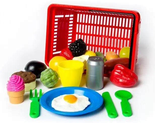 Handlekurv med matvarer 25 deler 