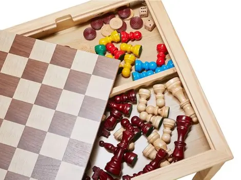 Sjakkbord med vendbar spillplate L69 x B69 x H67 cm 