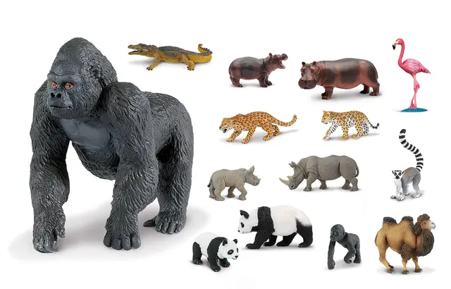 Eksotiske dyr mix 6-15 cm, 14 stk 