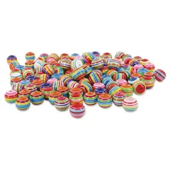 Plastperler stripete runde &#216;12 mm, 200 stk