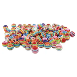 Plastperler stripete runde Ø12 mm, 200 stk
