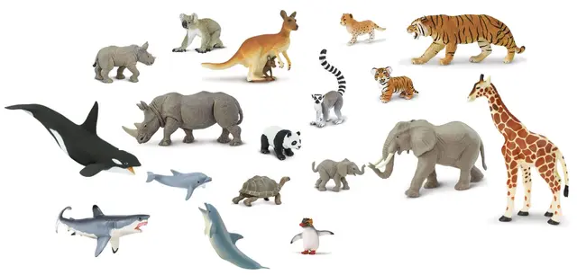 Dyr i verden stor mix 18 stk 