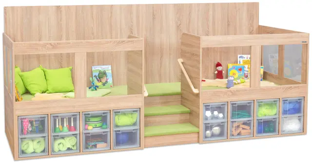 Educasa lekeplatå med oppbevaring B330 x D117 x H147 cm 