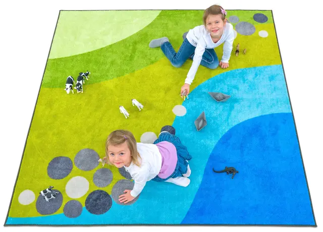 Leketeppe landskap L200 x B200 cm 