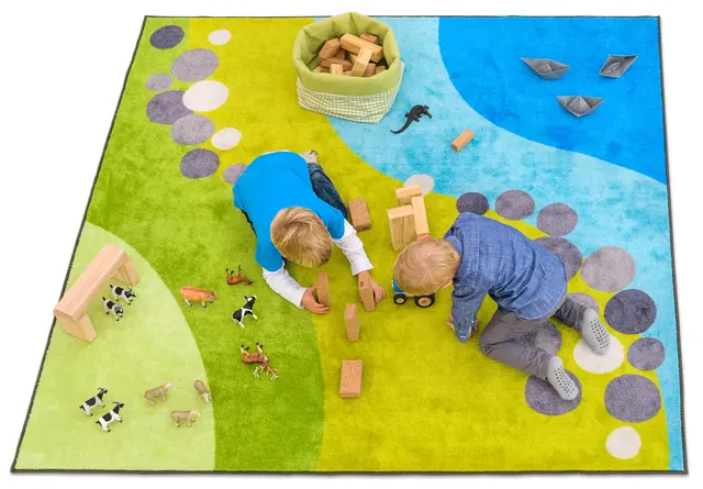 Leketeppe landskap L200 x B200 cm 