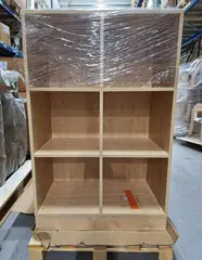 Labyrint reol 6 rom h&#248;y med sokkel bj&#248;rk B80 x D45 x H123 cm