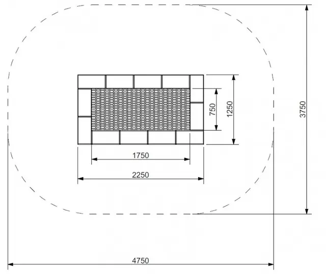 Orta trampoline for helstøpt dekke L125 x B225 cm 