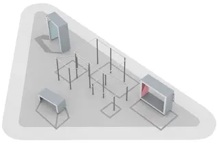 Dash Parkour M8 hanging &amp; wall run L798 x B881 x H245 cm